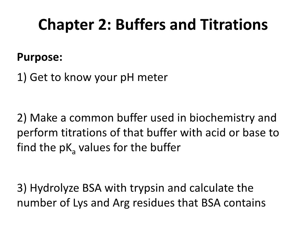 Buffers and Titrations