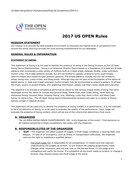 2017 US OPEN Rules