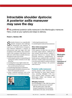 Intractable Shoulder Dystocia: a Posterior Axilla Maneuver May Save the Day