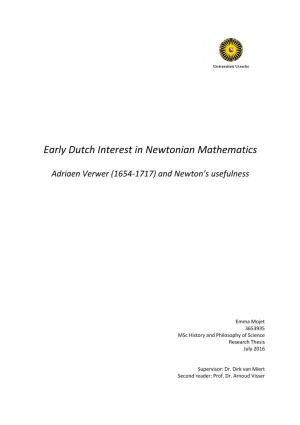 Early Dutch Interest in Newtonian Mathematics