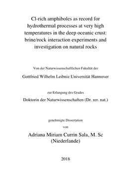 Cl-Rich Amphiboles As Record for Hydrothermal Processes at Very