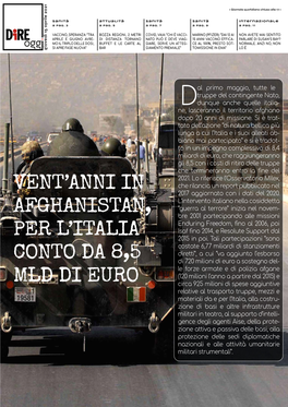 Vent'anni in Afghanistan, Per L'italia Conto Da 8,5 Mld Di Euro
