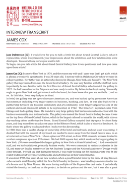 James Cox Interview Transcript