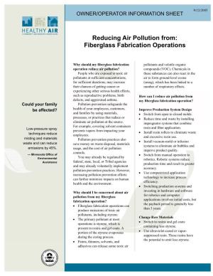 Reducing Air Pollution from Fiberglass Fabrication Operations