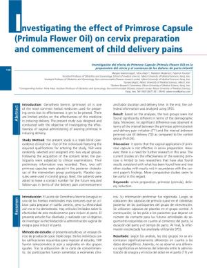 Investigating the Effect of Primrose Capsule (Primula Flower Oil) on Cervix Preparation and Commencement of Child Delivery Pains