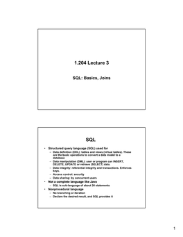 1.204 Lecture 3, Database: SQL Joins, Views, Subqueries
