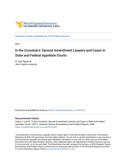In the Crosshairs: Second Amendment Lawyers and Cases in State and Federal Appellate Courts