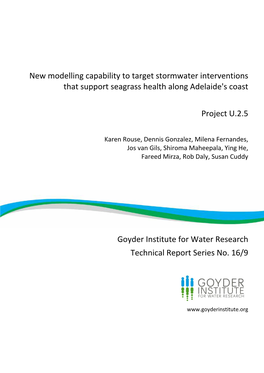 U.2.5 New Modelling Capability to Target Stormwater Interventions That Support Seagrass Health Along Adelaide's Coast | I