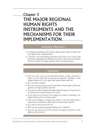 The Major Regional Human Rights Instruments and the Mechanisms for Their Implementation