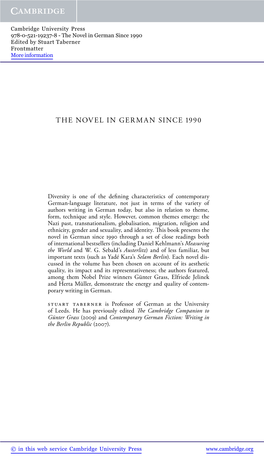 The Novel in German Since 1990 Edited by Stuart Taberner Frontmatter More Information