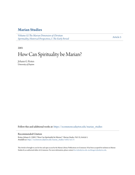 How Can Spirituality Be Marian? Johann G