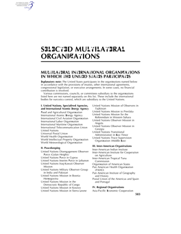 Selected Multilateral Organizations