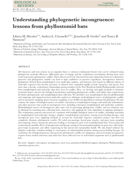 Understanding Phylogenetic Incongruence: Lessons from Phyllostomid Bats