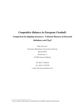 Competitive Balance in Team Sports