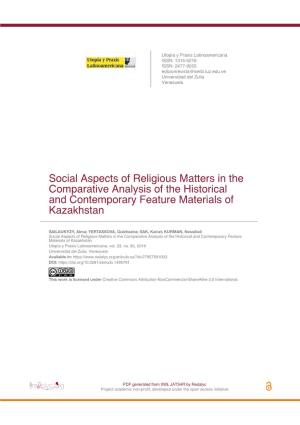 Social Aspects of Religious Matters in the Comparative Analysis of the Historical and Contemporary Feature Materials of Kazakhstan