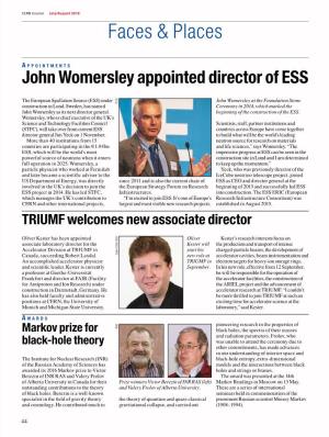 John Womersley Appointed Director of ESS Waves by LIGO (Laser Interferometer Gravitational-Wave Observatory), Which Was Announced in February This Year, The
