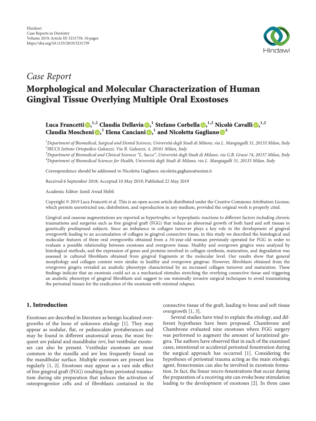Case Report Morphological and Molecular Characterization of Human Gingival Tissue Overlying Multiple Oral Exostoses