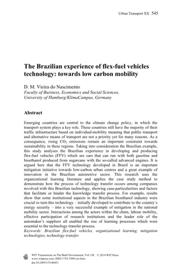 The Brazilian Experience of Flex-Fuel Vehicles Technology: Towards Low Carbon Mobility