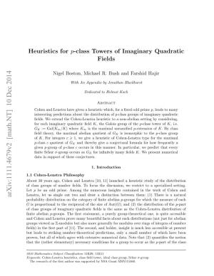 Heuristics for $ P $-Class Towers of Imaginary Quadratic Fields, with An
