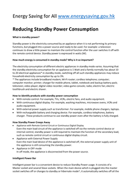 Reducing Standby Power Consumption