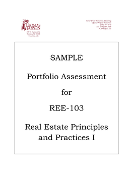 REE-103 Real Estate Principles and Practices I