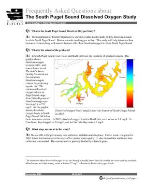 Frequently Asked Questions About the South Puget Sound Dissolved Oxygen Study
