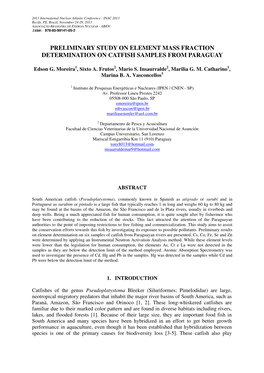 Preliminary Study on Element Mass Fraction Determination on Catfish Samples from Paraguay