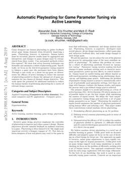 Automatic Playtesting for Game Parameter Tuning Via Active Learning