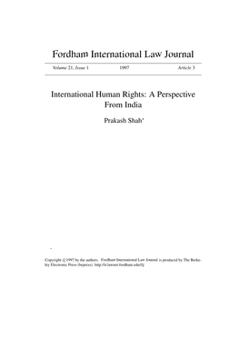International Human Rights: a Perspective from India