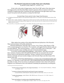 The Dental Connection in Cardiac Pain and Arrhythmia by David L Lerner, DDS, P.C., F.I.N.D., C.Ac