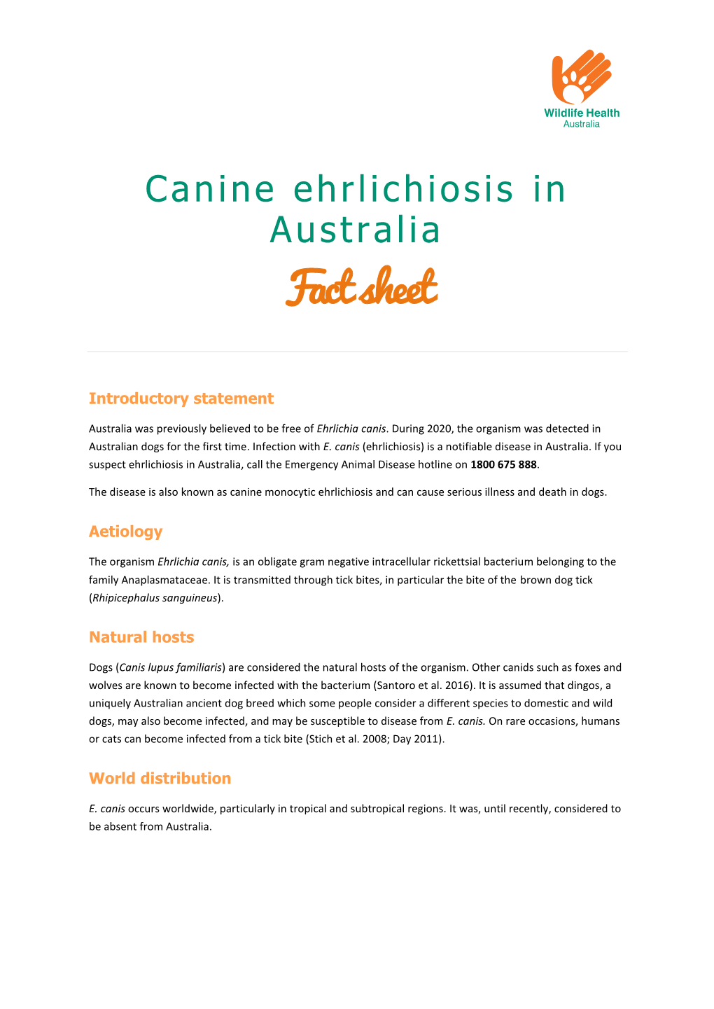 Canine Ehrliciosis in Australia