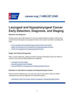 Laryngeal and Hypopharyngeal Cancer Early Detection, Diagnosis, and Staging Detection and Diagnosis