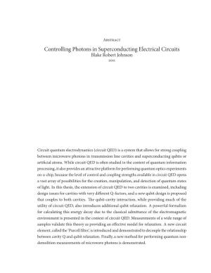 Controlling Photons in Superconducting Electrical Circuits Blakerobertjohnson 2011
