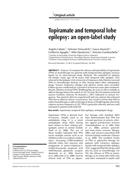 Topiramate and Temporal Lobe Epilepsy: an Open-Label Study
