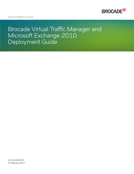 Brocade Virtual Traffic Manager and Microsoft Exchange 2010 Deployment Guide