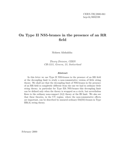 On Type II NS5-Branes in the Presence of an RR Field