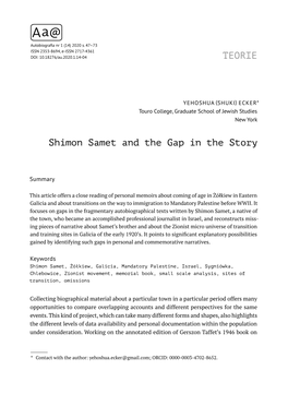 TEORIE Shimon Samet and the Gap in the Story Story