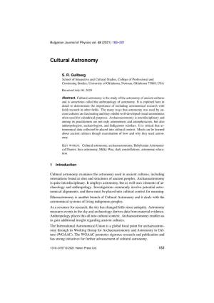 Cultural Astronomy