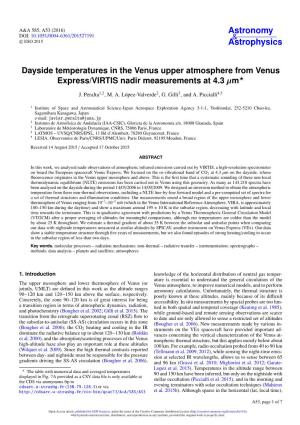 Dayside Temperatures in the Venus Upper Atmosphere from Venus Express/VIRTIS Nadir Measurements at 4.3 Μm?