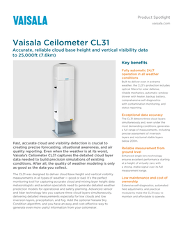 Vaisala CL31 Ceilometer Product Spotlight