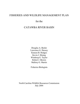 Fisheries and Wildlife Management Plan