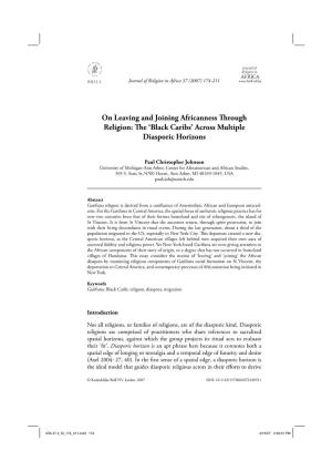 On Leaving and Joining Africanness Through Religion: the 'Black Caribs' Across Multiple Diasporic Horizons