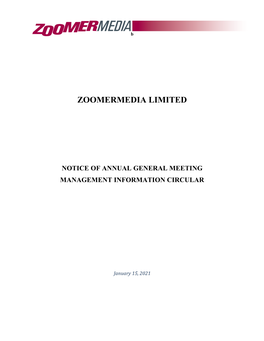 Notice of 2020 AGM Management Information
