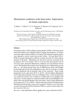 Illumination Conditions at the Lunar Poles: Implications for Future Exploration