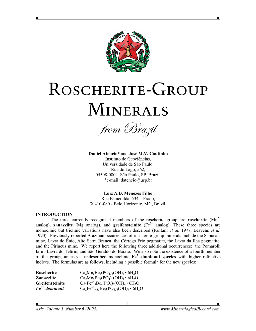 Roscherite-Group Minerals from Brazil