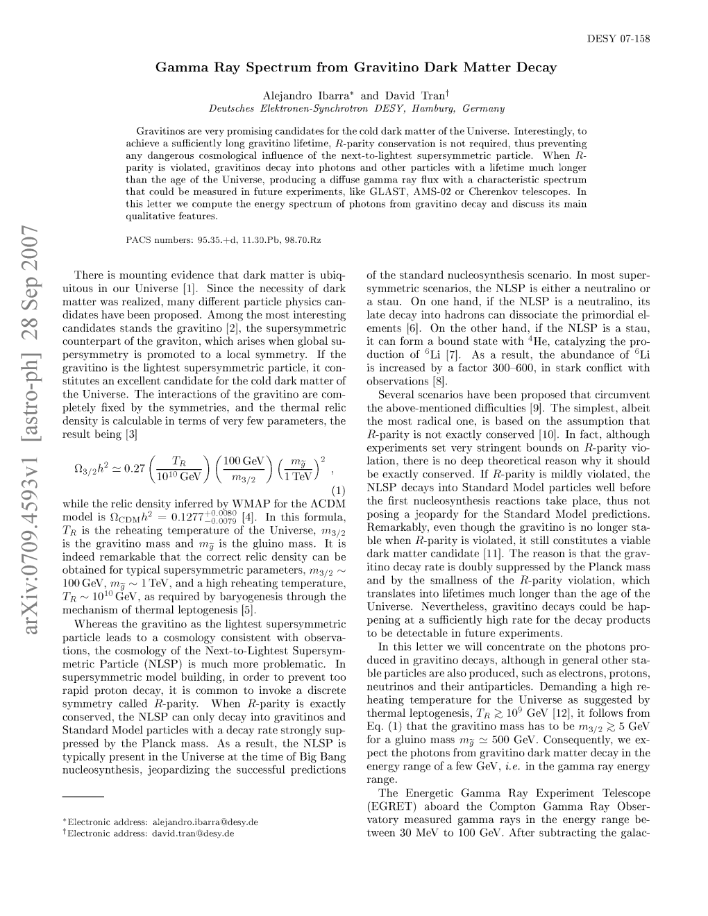 Gamma Ray Spectrum from Gravitino Dark Matter Decay