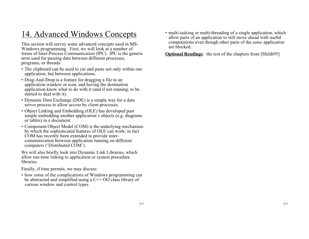 14. Advanced Windows Concepts