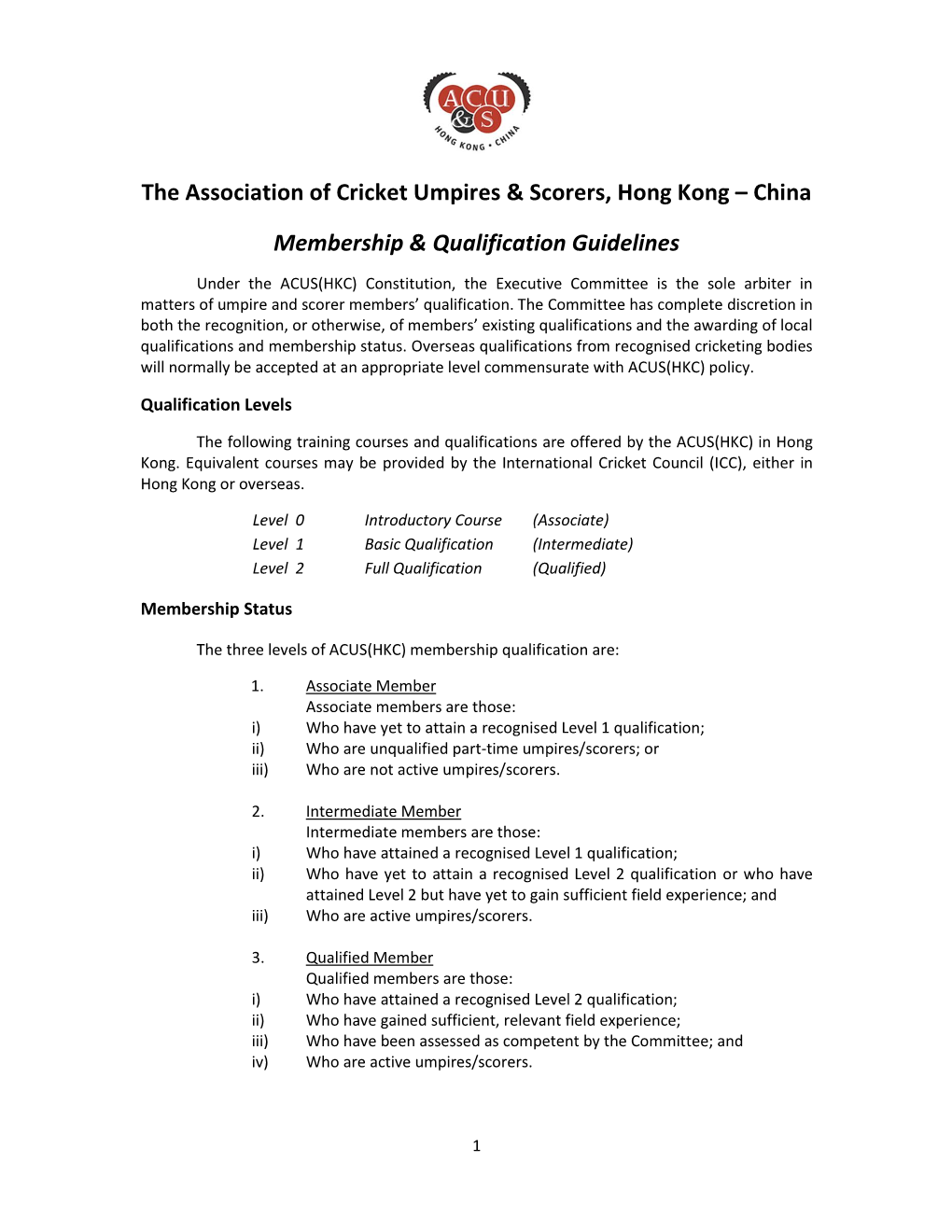 China Membership & Qualification Guidelines