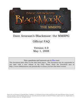 Dave Arneson's Blackmoor: the MMRPG Official