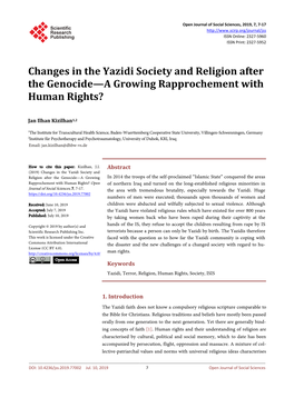 Changes in the Yazidi Society and Religion After the Genocide—A Growing Rapprochement with Human Rights?